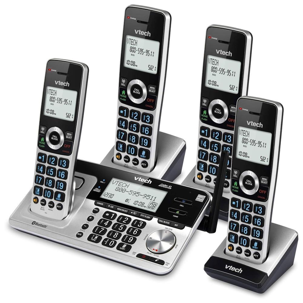 VTech Cordless Phone Answering System Bluetooth Call Block, 4 Handsets (VS113-4)