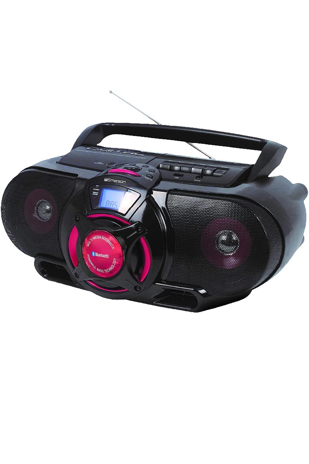 Emerson Portable Bluetooth, MP3/CD AM/FM Stereo Radio Cassette Player/Recorder with Subwoofer and USB Input Boombox  EPB3002