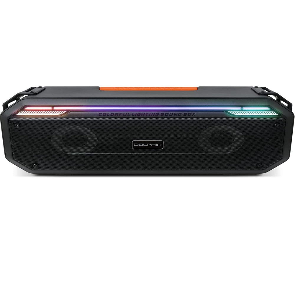 Dolphin Retro Portable Bluetooth Speaker with Shoulder Strap, Multicolor Light Show, Dual Channel Sound, USB-C  SPB-20X