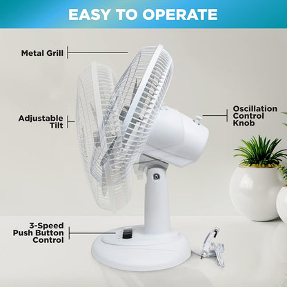 EZ-CHILL 12" Oscillating Table Fan 01286