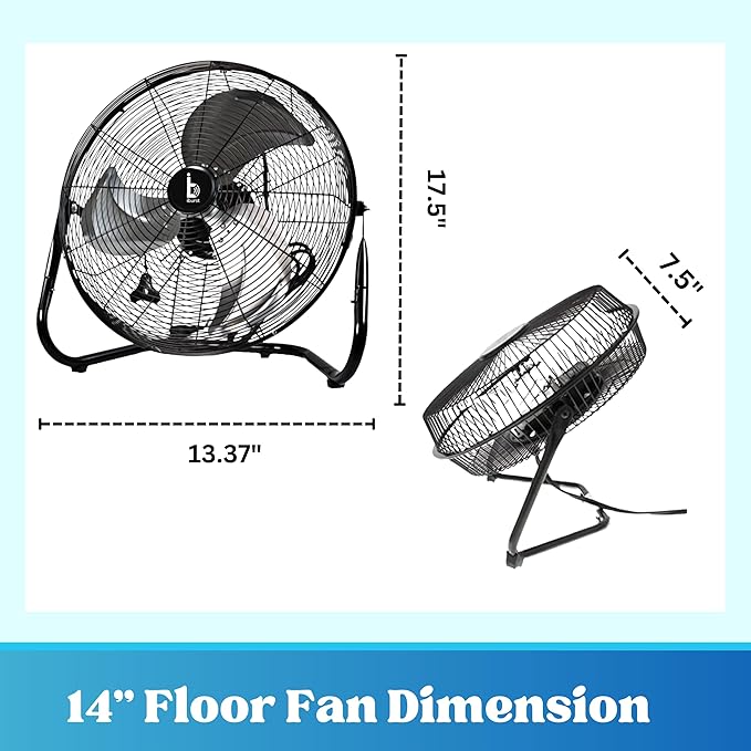 EZ CHILL 01310 14" HIGH-VELOCITY 3-SPEED FLOOR FAN