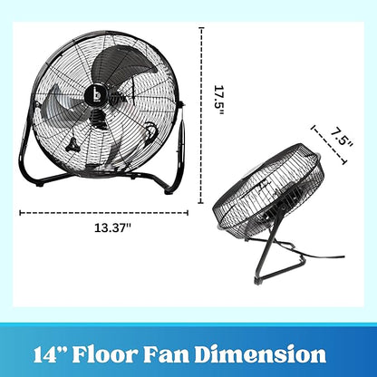 EZ CHILL 01310 14" HIGH-VELOCITY 3-SPEED FLOOR FAN