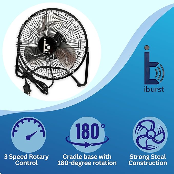 EZ CHILL 01310 14" HIGH-VELOCITY 3-SPEED FLOOR FAN