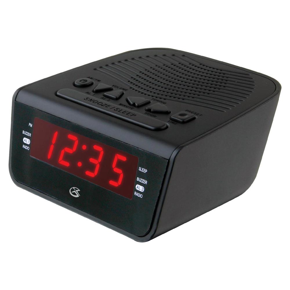 GPX AM/FM Clock Radio with 0.6in Red LED Display  C224B