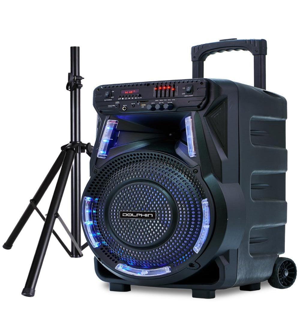 Dolphin 15-inch Bluetooth Party Speaker with LED Lights, Stand and Mic SP-17RBT