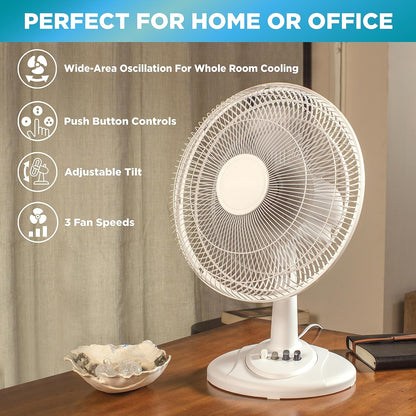 EZ-CHILL 12" Oscillating Table Fan 01286