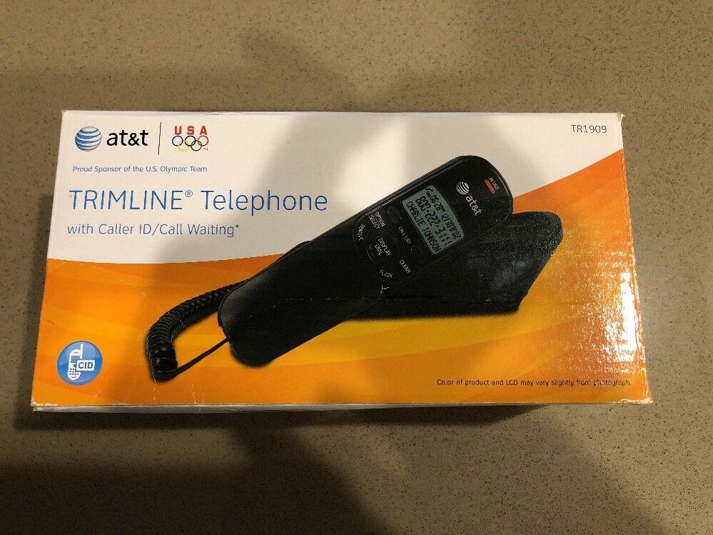 AT&T TR1909 Trimline Telephone with Call Waiting Caller ID Black