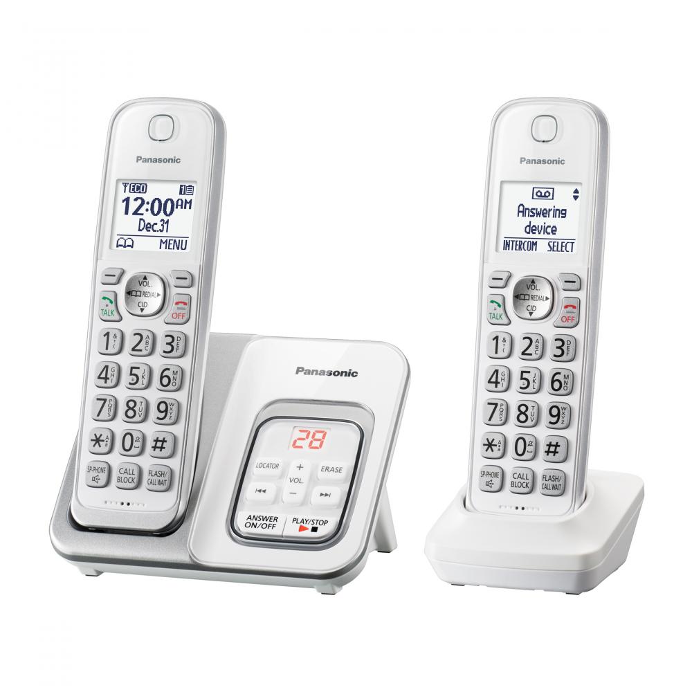 Panasonic 2-Handset Expandable Cordless Phone with Call Block and Answering Machine KX-TGD532W