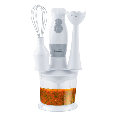 Brentwood 200 Watt Hand Blender & Food Processor With Ballon Whisk (White)