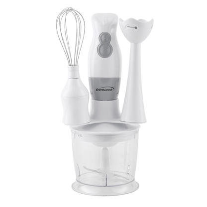 Brentwood 200 Watt Hand Blender & Food Processor With Ballon Whisk (White)