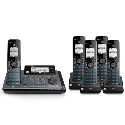 AT&T CLP99587 5 Handsets with Connect to Cell DECT 6.0 Expandable Cordless Phone System with Digital Answering System and Smart Call Blocker