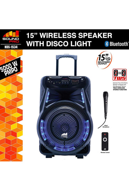 Naxa 15-inch Bluetooth® Party Speaker with Disco Light  NDS1534