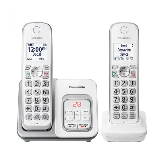 Panasonic 2-Handset Expandable Cordless Phone with Call Block and Answering Machine KX-TGD532W