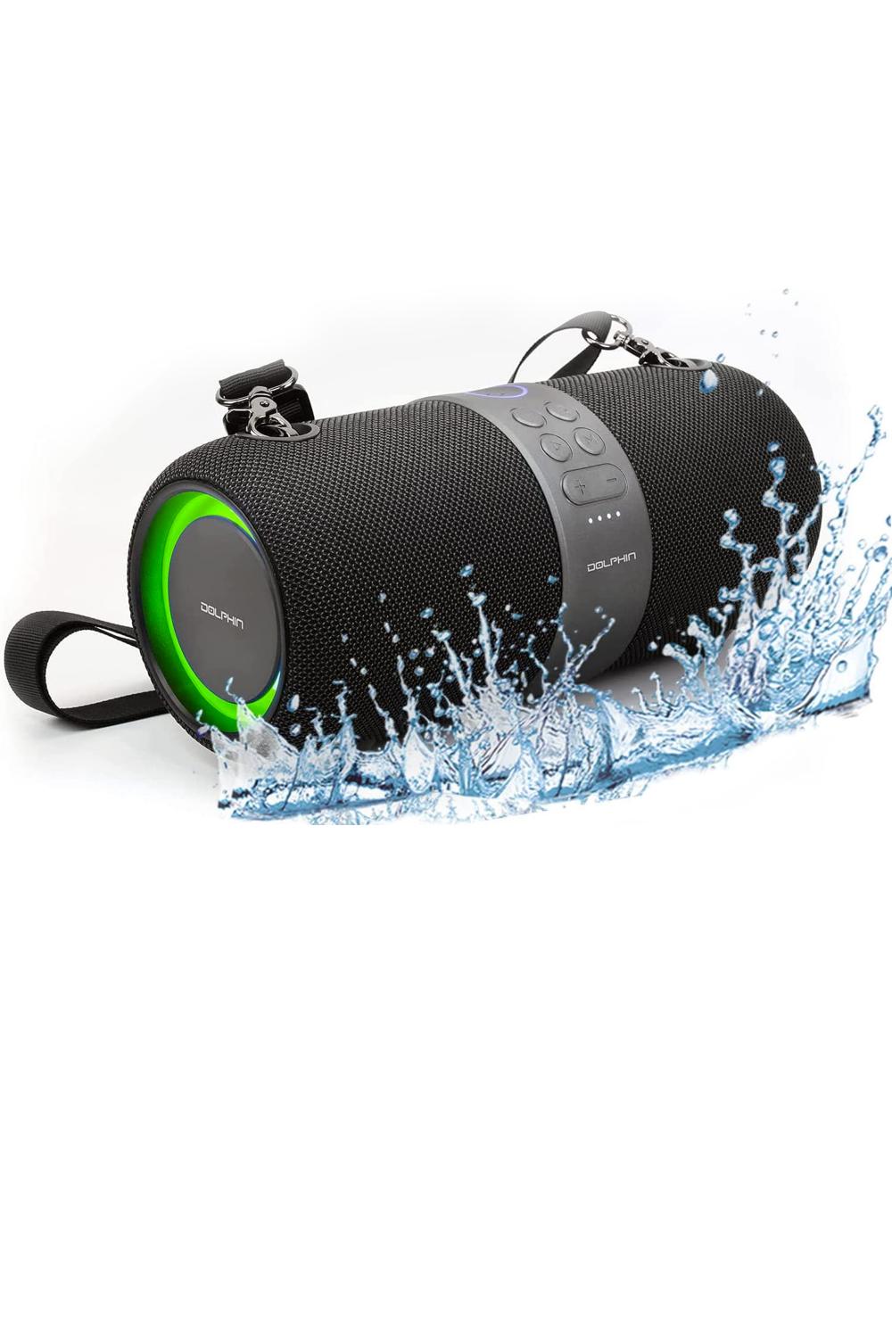 Dolphin  LX-60 Portable Bluetooth Speaker with Multicolor LED Lights & Carrying Strap, IPX6 Waterproof, USB Drive, Mp3 Player