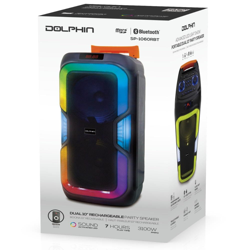 Dolphin Dual 10-inch Party Speaker with Light Show SP1060RBT