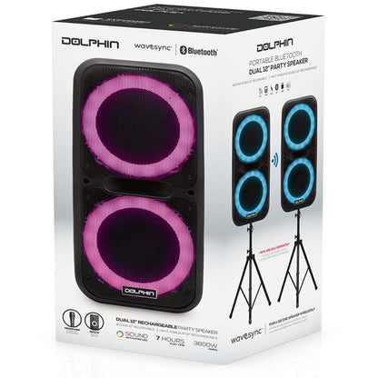 Dolphin Dual 12-inch Rechargeable Party Speaker  SP2120RBT