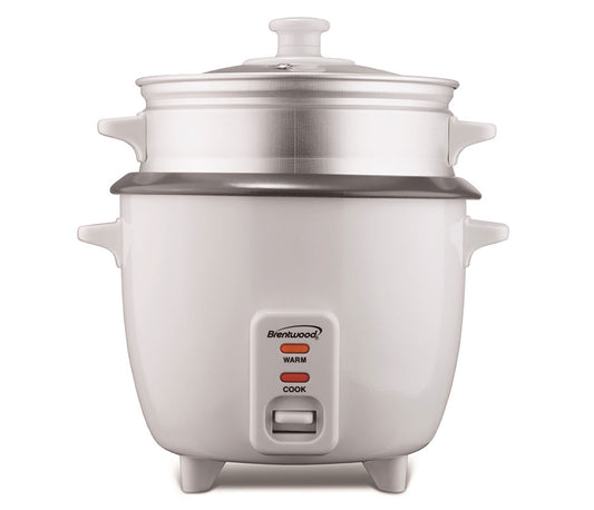 Brentwood TS-700S 4-Cup 0.8 Liter Rice Cooker and Food Steamer - White
