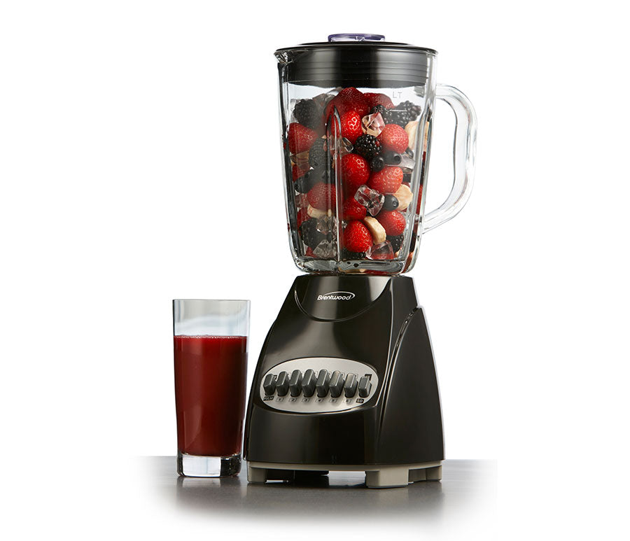 Brentwood JB-920 12-Speed + Pulse Blender with Glass Jar, Black  RED WHITE