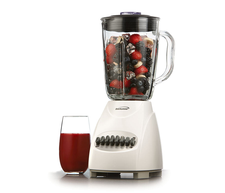 Brentwood JB-920 12-Speed + Pulse Blender with Glass Jar, Black  RED WHITE