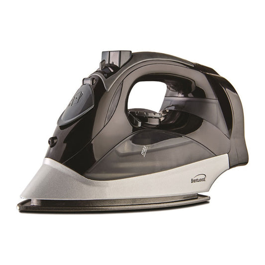 Brentwood MPI-59 Non-Stick Steam Iron with Retractable Cord, Black WHITE