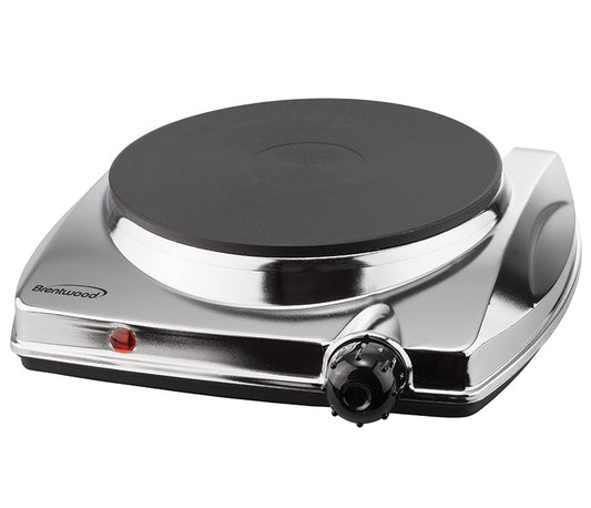 Brentwood TS-337 1000 Watts Single Electric Hotplate, Silver
