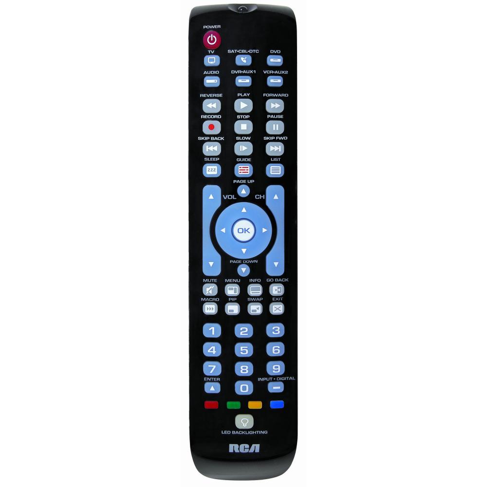 RCA RCRN06GR 6-Device Universal Remote Blue Backlit Keypad