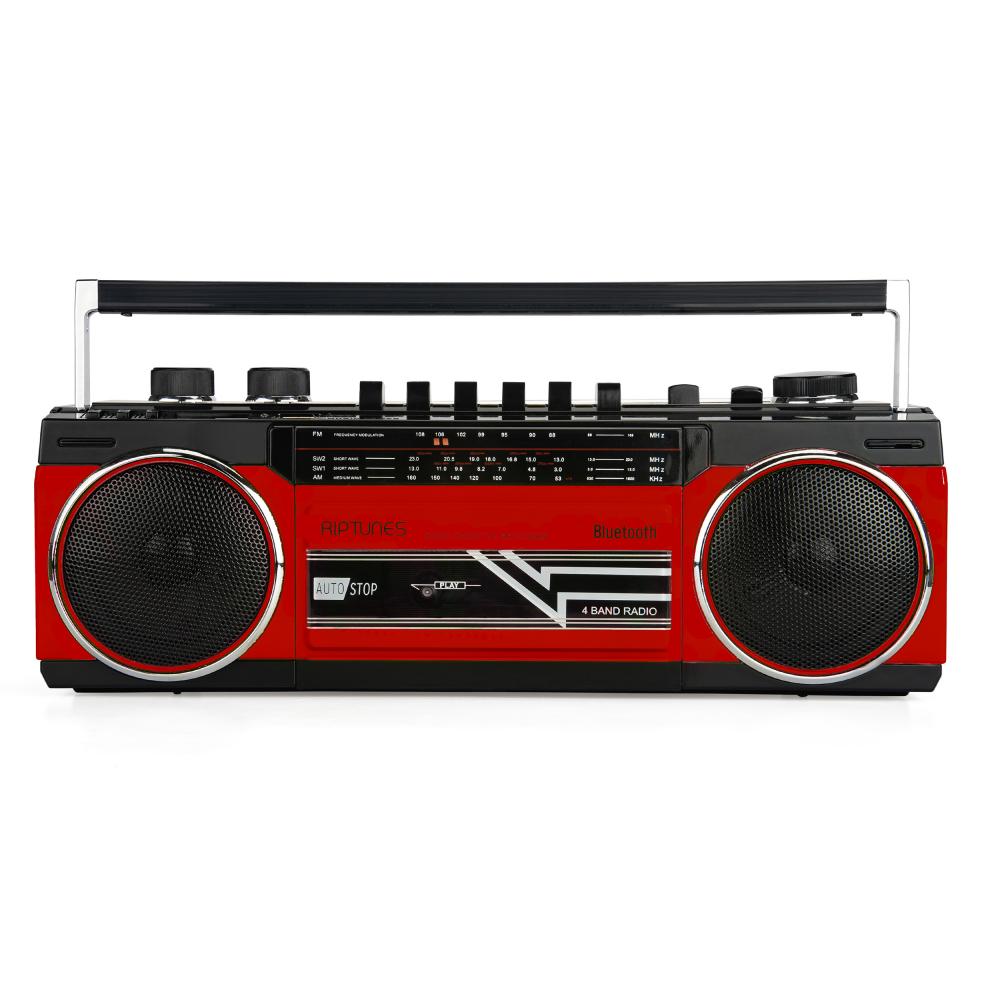 Riptunes RACR-400Retro AM/FM/SW Radio + Cassette Boombox with Bluetooth and USB/SDHC Playback