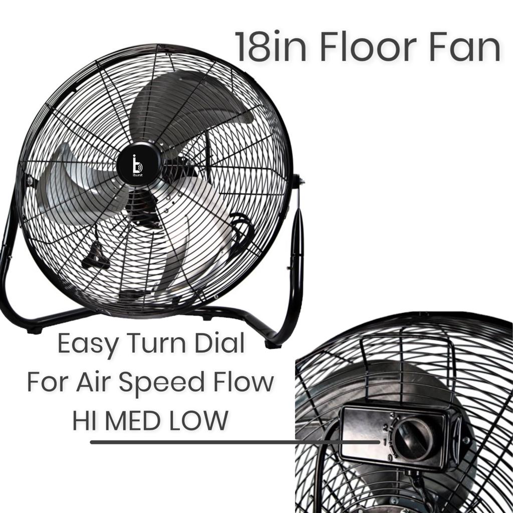 EZ CHILL 01288 18" 3-SPEED HIGH-VELOCITY FLOOR FAN WITH ADJUSTABLE TILT