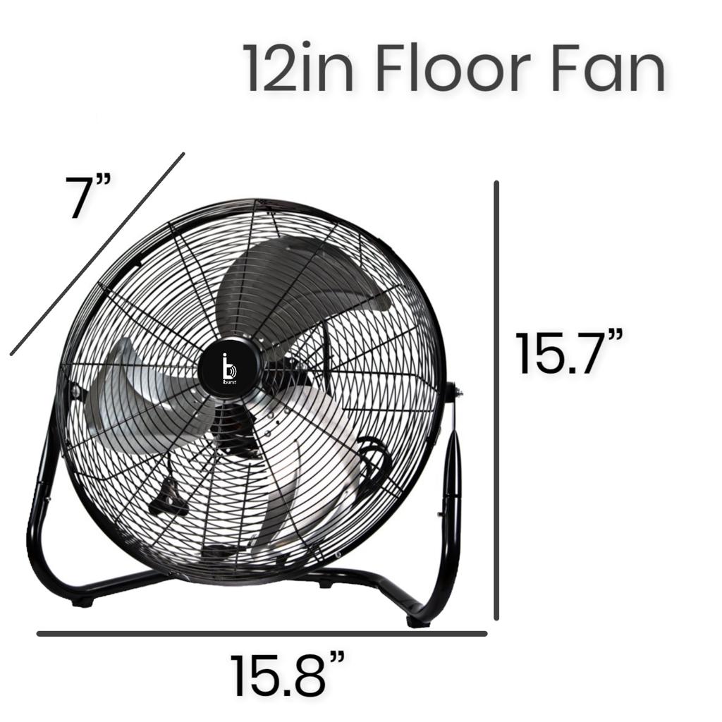 EZ Chill 01309 12" 3-SPEED HIGH-VELOCITY FLOOR FAN IN BLACK