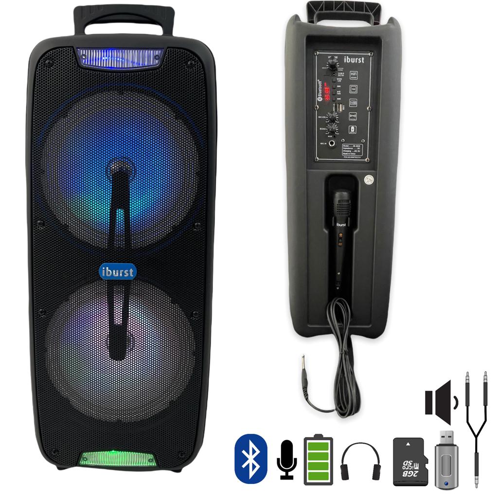 iburst ib-2828 2x8" 4600W Portable Bluetooth Speaker Sub woofer Heavy Bass Sound System Party