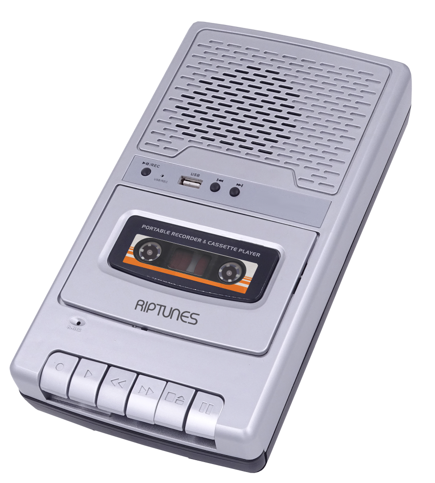 RIP TUNES RCS-220S Cassette Player and Recorder, USB Playback, Converts Cassette to USB