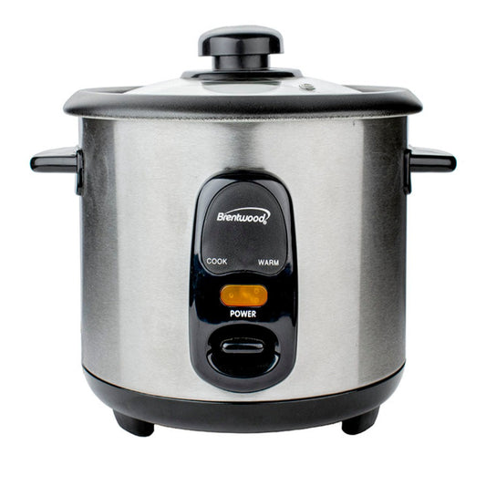 Brentwood TS-10- 5-Cup Uncooked   10-Cup Cooked Rice Cooker Stainless Steel