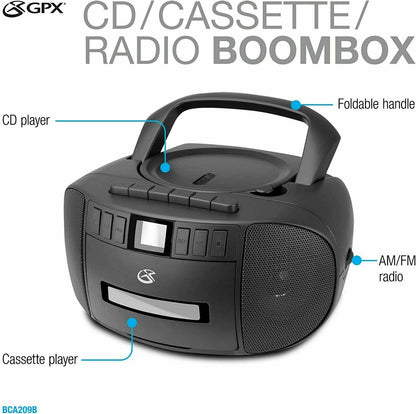 GPX BCA209 CD, Cassette, Radio Boombox