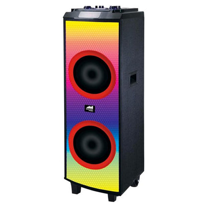 NAXA NDS1250 Portable Dual 12 inch Bluetooth Blaze Party Speakers with Full Glow Disco Lights